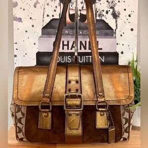 COACH Hampton 1498 Vintage Special Edition Fall ‘04 Bronze Suede Leather Satchel
